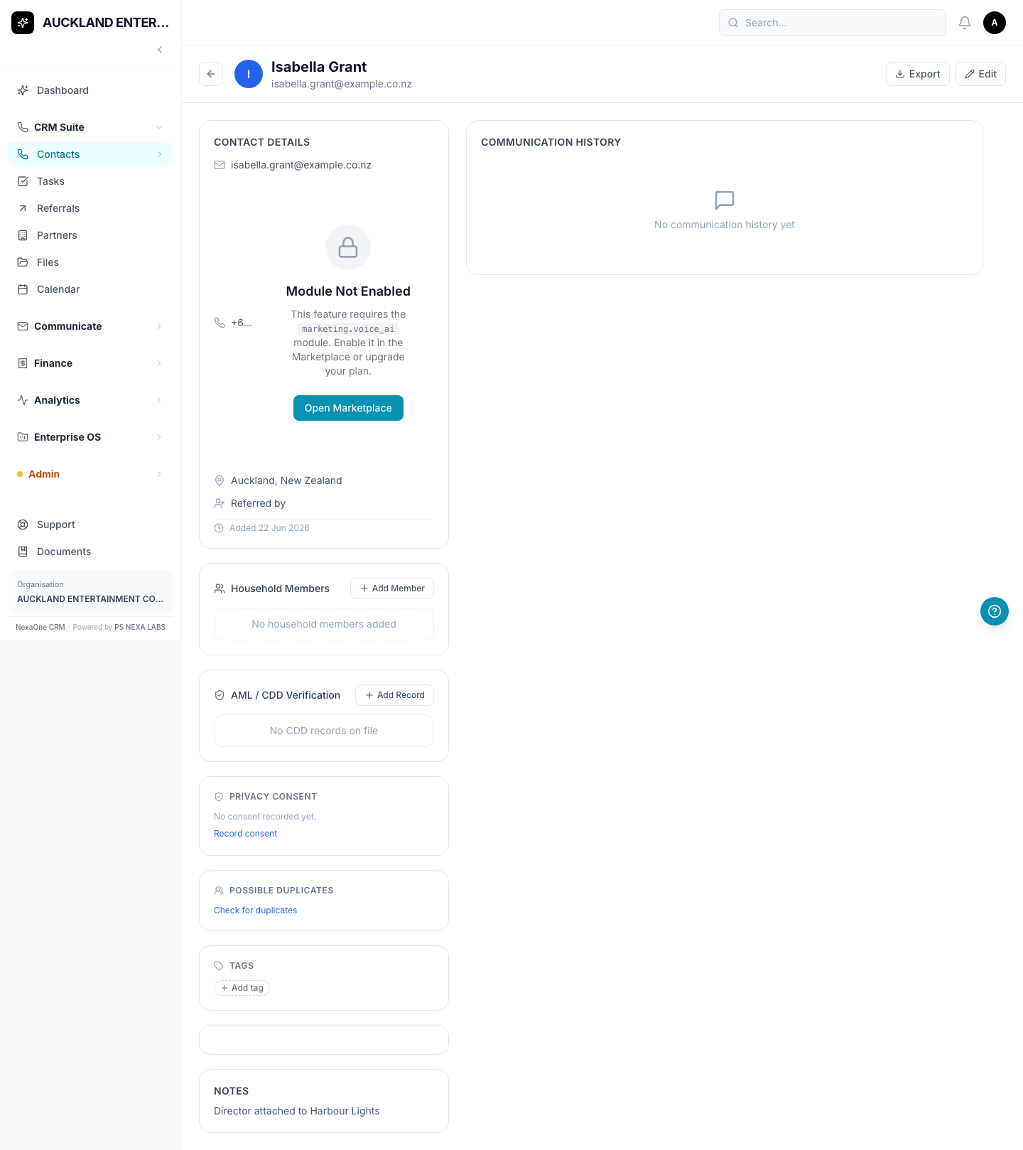One person's full details page