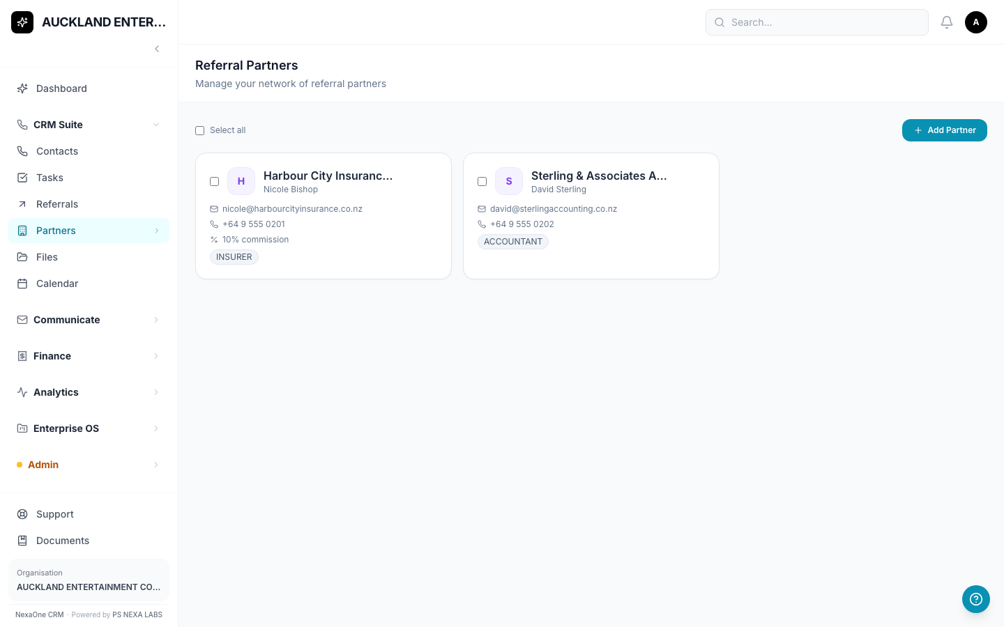 The list of your Referral Partners